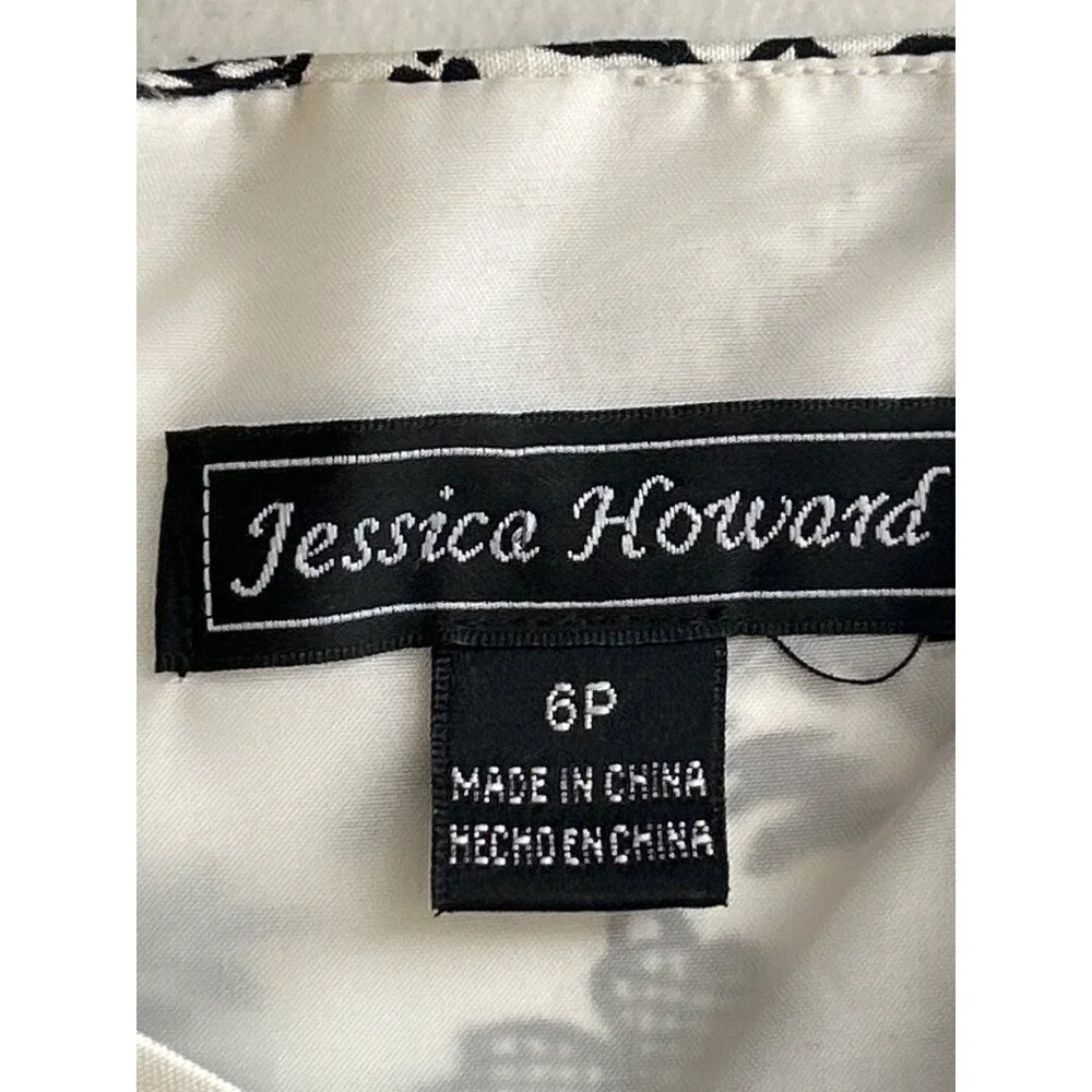 Jessica Howard Sleeveless Black & White Floral Dress With Pink Accents Size 6P - Picture 5 of 12